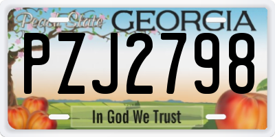 GA license plate PZJ2798