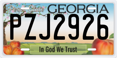 GA license plate PZJ2926