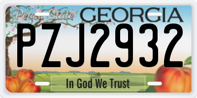 GA license plate PZJ2932
