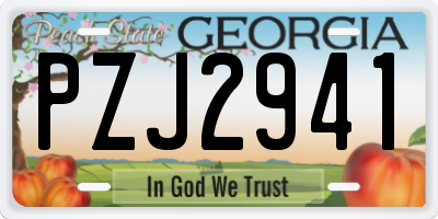 GA license plate PZJ2941