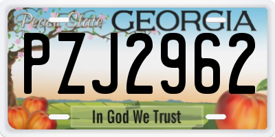 GA license plate PZJ2962