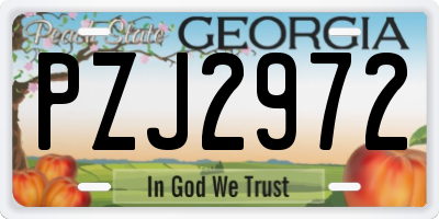 GA license plate PZJ2972
