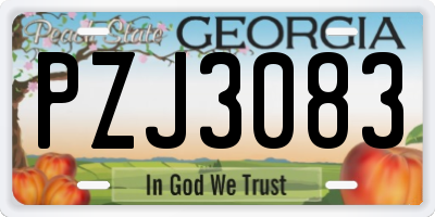 GA license plate PZJ3083