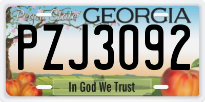 GA license plate PZJ3092