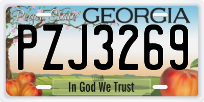 GA license plate PZJ3269
