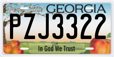 GA license plate PZJ3322