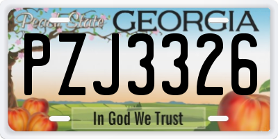 GA license plate PZJ3326