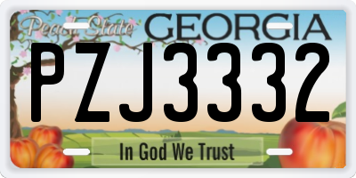GA license plate PZJ3332