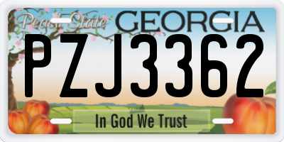 GA license plate PZJ3362