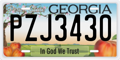 GA license plate PZJ3430