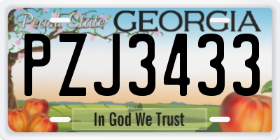 GA license plate PZJ3433