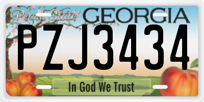 GA license plate PZJ3434