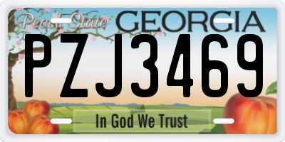 GA license plate PZJ3469