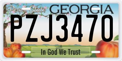 GA license plate PZJ3470