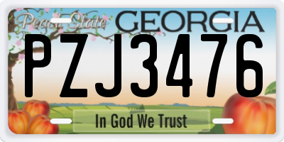 GA license plate PZJ3476