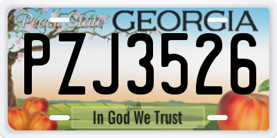 GA license plate PZJ3526