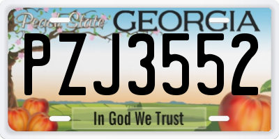 GA license plate PZJ3552
