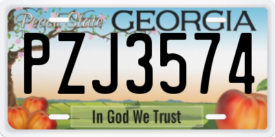 GA license plate PZJ3574