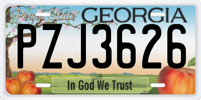 GA license plate PZJ3626