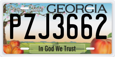 GA license plate PZJ3662