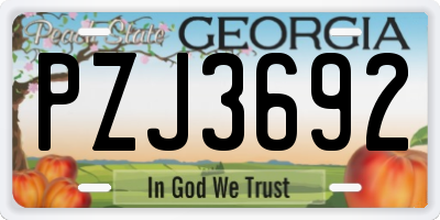 GA license plate PZJ3692