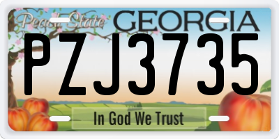 GA license plate PZJ3735