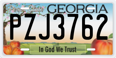 GA license plate PZJ3762