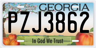 GA license plate PZJ3862