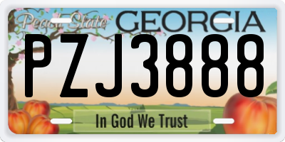 GA license plate PZJ3888