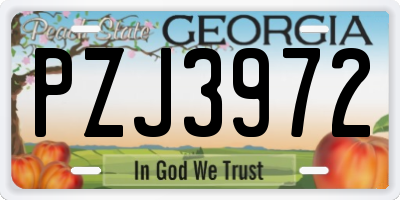 GA license plate PZJ3972