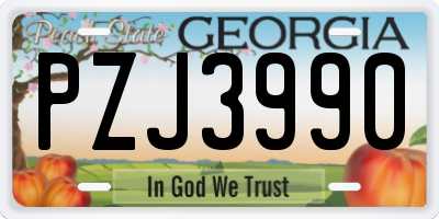 GA license plate PZJ3990