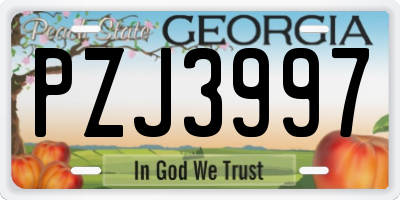 GA license plate PZJ3997