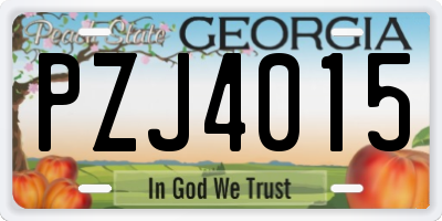 GA license plate PZJ4015