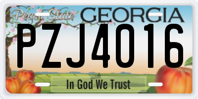 GA license plate PZJ4016
