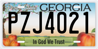 GA license plate PZJ4021