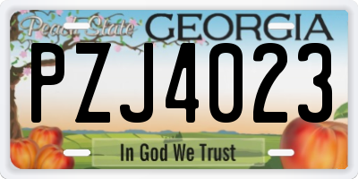 GA license plate PZJ4023