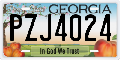 GA license plate PZJ4024