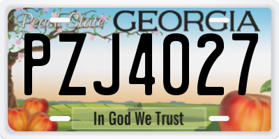 GA license plate PZJ4027