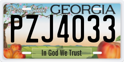GA license plate PZJ4033