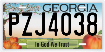 GA license plate PZJ4038