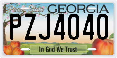 GA license plate PZJ4040