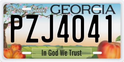 GA license plate PZJ4041