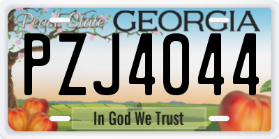 GA license plate PZJ4044