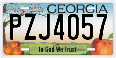 GA license plate PZJ4057