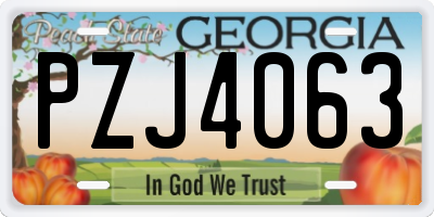 GA license plate PZJ4063