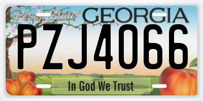 GA license plate PZJ4066