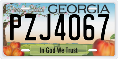 GA license plate PZJ4067