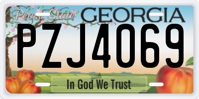 GA license plate PZJ4069