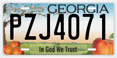 GA license plate PZJ4071
