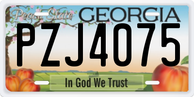 GA license plate PZJ4075